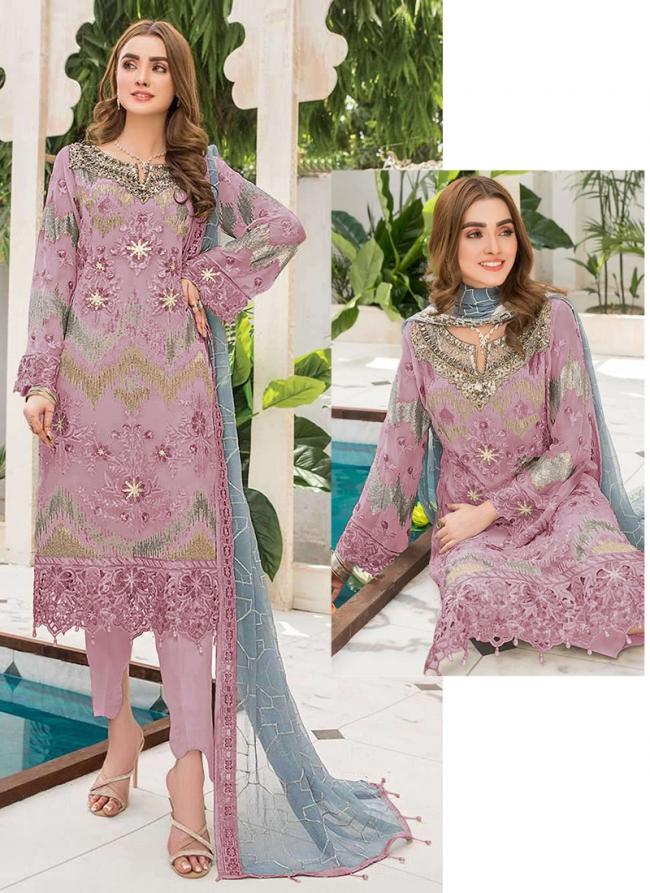 Faux Georgette Pink Eid Wear Embroidery Work Pakistani Suit